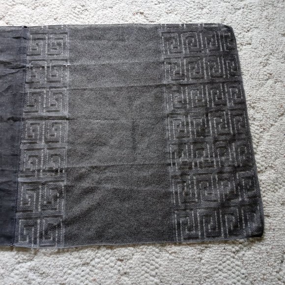 Greek Key Scarf Charcoal Grey Metallic Large - Picture 1 of 4